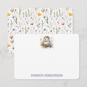 Carte De Remerciements Hérisson Bébé Aquarelle Mignon 