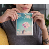 Carte De Remerciements Hérisson mignon avec ballons d'anniversaire, perso