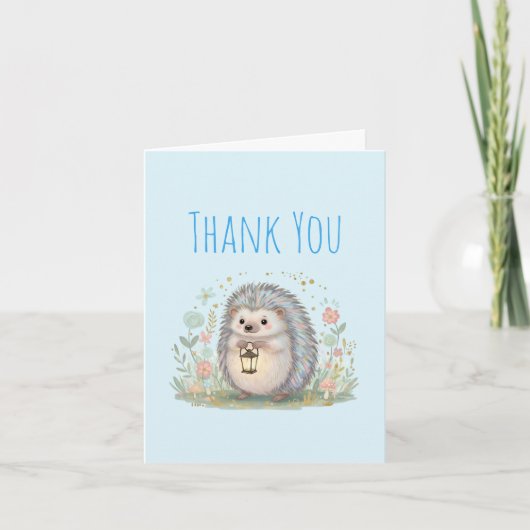 Carte De Remerciements Hérisson mignon avec lanterne (Devant)