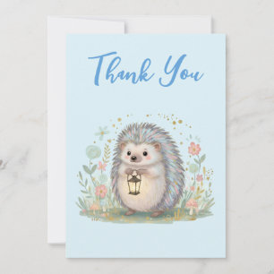 Carte De Remerciements Hérisson mignon avec lanterne