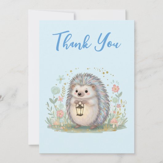 Carte De Remerciements Hérisson mignon avec lanterne (Devant)