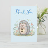 Carte De Remerciements Hérisson mignon avec lanterne (Debout devant)