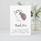 Carte De Remerciements Hérisson Peint Avec Fleurs (Debout devant)