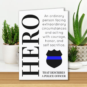 Carte De Remerciements Hero Thin Blue Line Officier de police personnalis