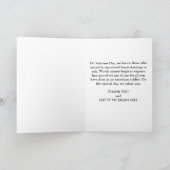 Carte de remerciements heureux de jour de vétérans (Intérieur)