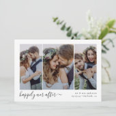 Carte De Remerciements Heureux Jamais après Script Triptych Mariage photo (Debout devant)