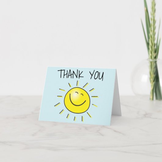 Carte De Remerciements Heureux Sun Smiling Thank You Note Card (Devant)
