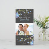 Carte De Remerciements Hibiscus bleu et hirondelles Chic Floral Mariage p (Debout devant)