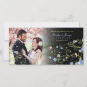 Carte De Remerciements Hibiscus bleu et hirondelles Chic Floral Mariage p (Devant)