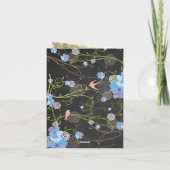 Carte De Remerciements Hibiscus bleu et hirondelles Mariage de tableau de (Dos)