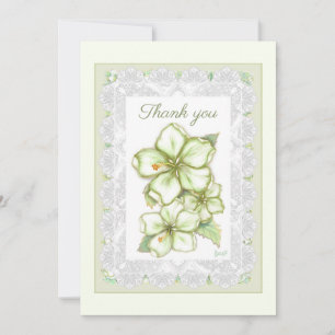 Carte De Remerciements Hibiscus & dentelle BLANC
