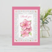 Carte De Remerciements Hibiscus & dentelle PINK (Debout devant)