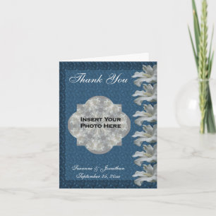 Carte De Remerciements Hibiscus Fleur Bleu Personnalisé Mariage Photo