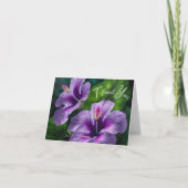 Carte De Remerciements Hibiscus pourpre avec verdure (Dos)