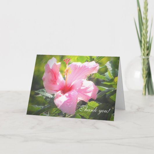 Carte De Remerciements Hibiscus rose (Devant)