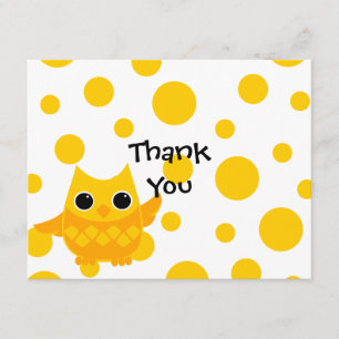 Carte De Remerciements Hibou jaune