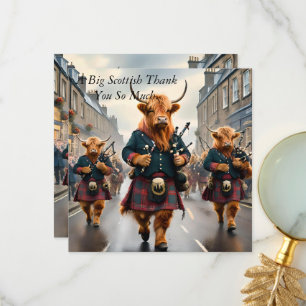 Carte De Remerciements Highland Harmony : Bagpipe Highland Cow Band
