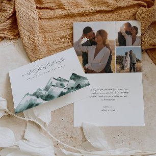 Carte De Remerciements Highland Mariage de montagne aquarelle