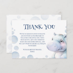 Carte De Remerciements Hippo Baby shower à thème