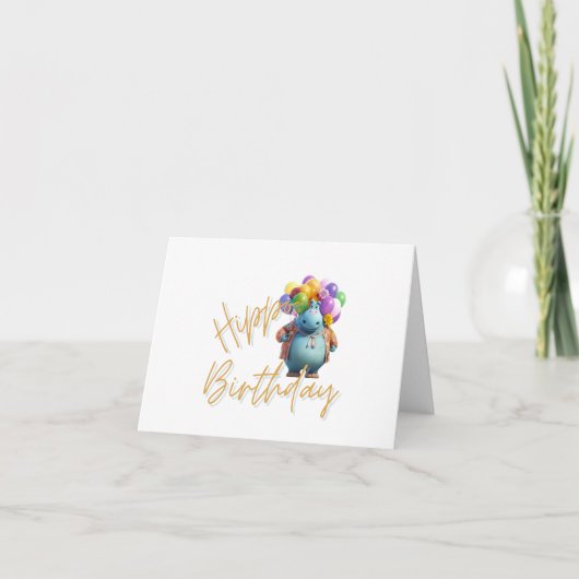 Carte De Remerciements Hippo Birthday (Devant)
