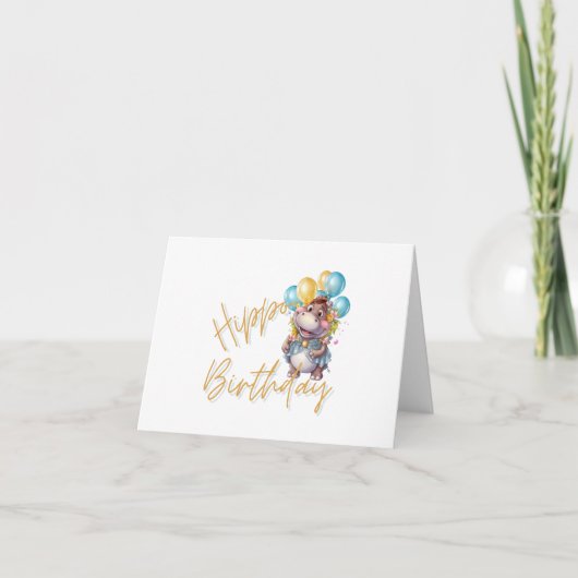 Carte De Remerciements Hippo Birthday (Devant)