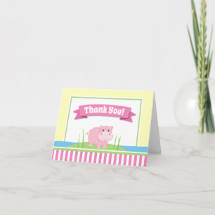 Carte De Remerciements Hippo Girl Thank You Card