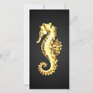 Carte De Remerciements Hippocampe Polygonal Or