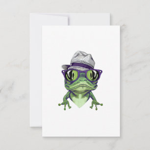 Carte De Remerciements Hipster grenouille animal portant des lunettes et 