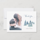 Carte De Remerciements Hiver À feuillage persistant arbre aquarelle photo (Devant)