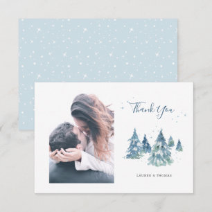 Carte De Remerciements Hiver À feuillage persistant arbre aquarelle photo