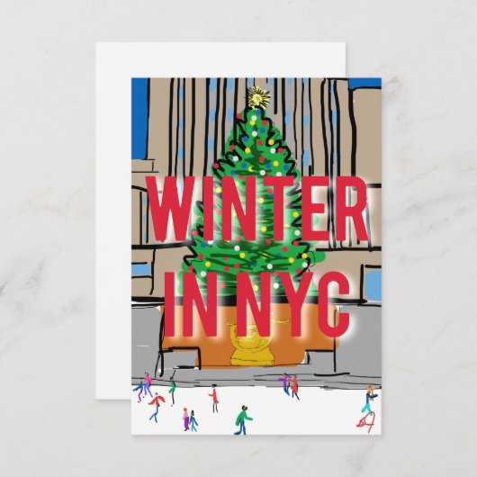 Carte De Remerciements Hiver à New York (Devant / Derrière)