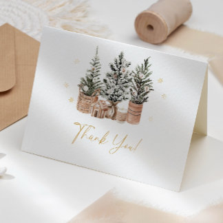 Carte De Remerciements Hiver Arbres de Noël rustiques