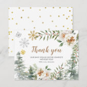 carte de remerciements Hiver Blanc Floral Pine Arb (Devant / Derrière)