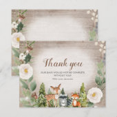 carte de remerciements Hiver Bois Animal Blanc Flo (Devant / Derrière)