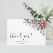 Carte De Remerciements Hiver Floral Noël Mariage (Debout devant)
