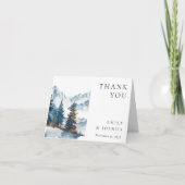 Carte De Remerciements Hiver Montagnes Pine Tree Mariage (Devant)