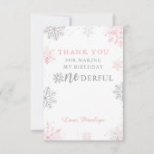 Carte De Remerciements Hiver Onederland Pink Silver Premier anniversaire (Devant)