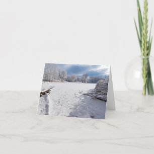Carte De Remerciements hiver pittoresque le long de l'étang et des forêts