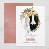 Carte De Remerciements Hiver Rustic Green Photo Mariage (Devant / Derrière)