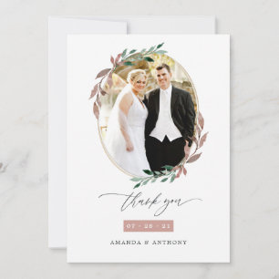 Carte De Remerciements Hiver Rustic Green Photo Mariage