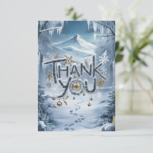 Carte De Remerciements Hiver Simple Beau Joyeux Joyeux Vacances (Debout devant)