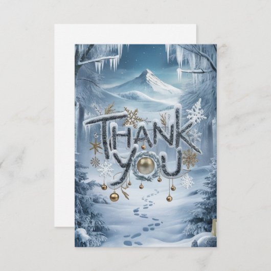 Carte De Remerciements Hiver Simple Beau Joyeux Joyeux Vacances (Devant / Derrière)