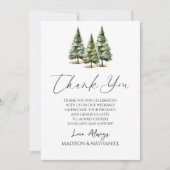 Carte De Remerciements Hiver Snowy Pine Tree Mariage photo personnalisé (Devant)