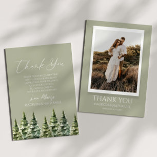 Carte De Remerciements Hiver Snowy Pine Tree Mariage photo personnalisé