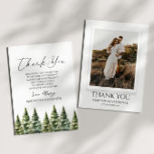 Carte De Remerciements Hiver Snowy Pine Tree Mariage photo personnalisé