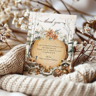 Carte De Remerciements Hiver Wonderland Baby shower des animaux de bois