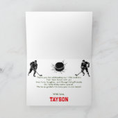 Carte De Remerciements Hockey première année bas 1er anniversaire (Intérieur)