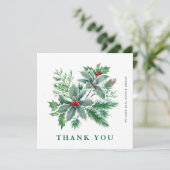 Carte De Remerciements Holly Berry Wreath Noël Salutation vacances que (Debout devant)