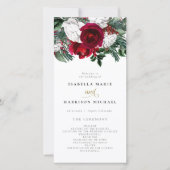 Carte De Remerciements HOLLY Burgundy Winter Floral Gold Wedding Programm (Devant)
