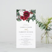 Carte De Remerciements HOLLY Burgundy Winter Floral Gold Wedding Programm (Debout devant)